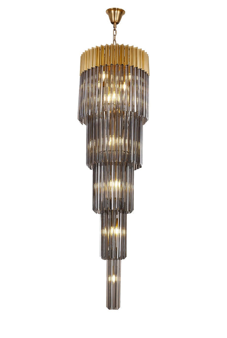 Longhorn 50cm 5 Tier Pendant 18 Light Brass/Smoked