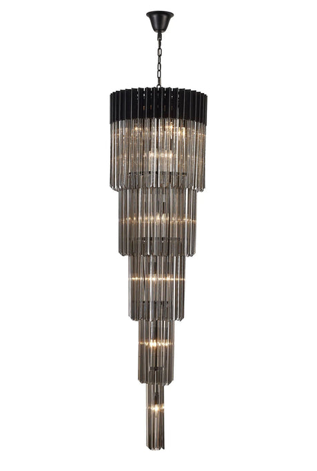 Longhorn 50cm 5 Tier Pendant 18 Light Matt Black/Smoked
