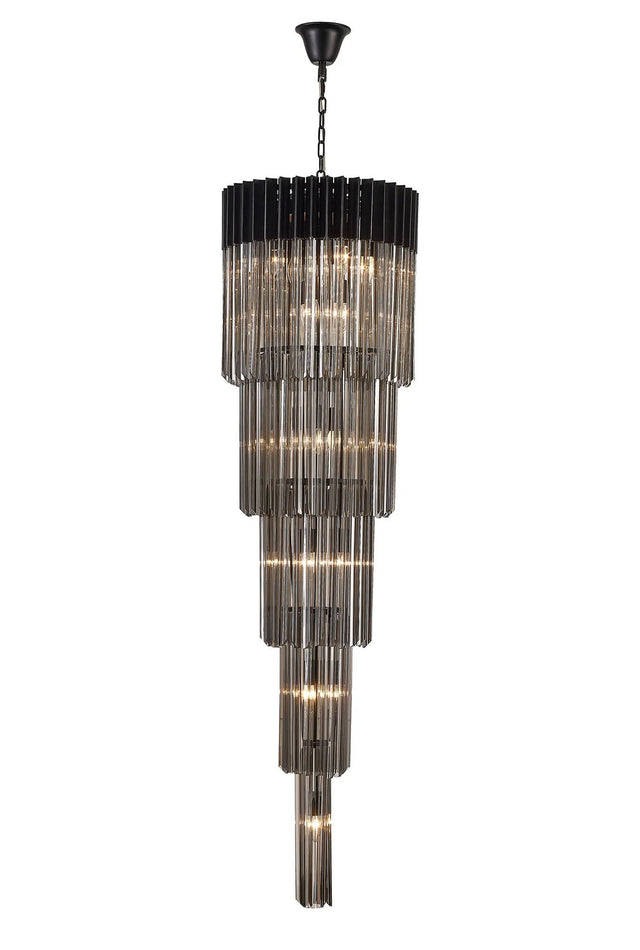Longhorn 50cm 5 Tier Pendant 18 Light Matt Black/Smoked