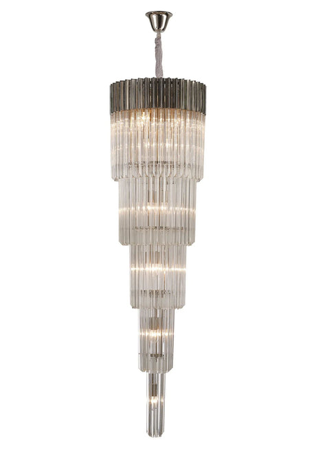 Longhorn 50cm 5 Tier Pendant 18 Light Polished Nickel/Clear