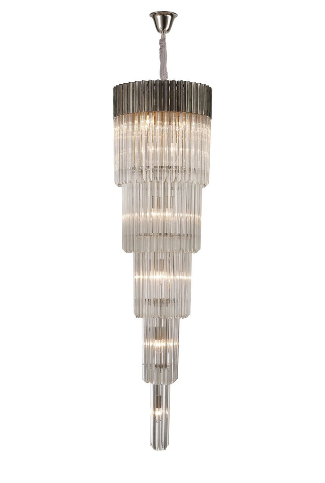 Longhorn 50cm 5 Tier Pendant 18 Light Polished Nickel/Clear