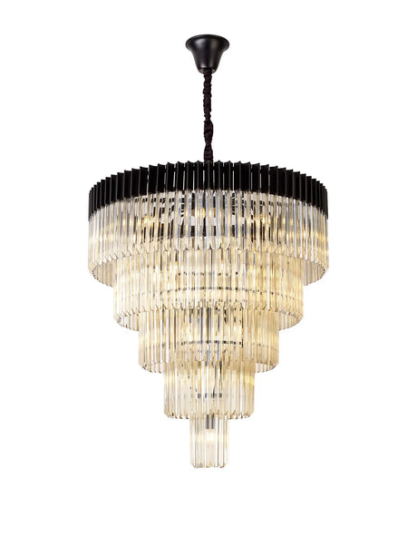 Longhorn 96cm 5-Tier Pendant 23 Light Matt Black/Cognac