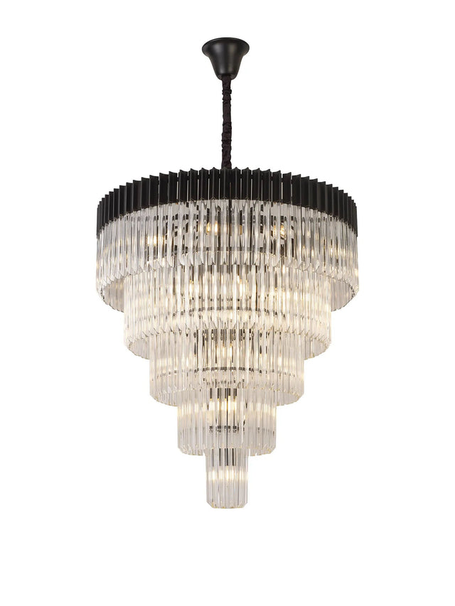 Longhorn 96cm 5-Tier Pendant 23 Light Matt Black/Clear