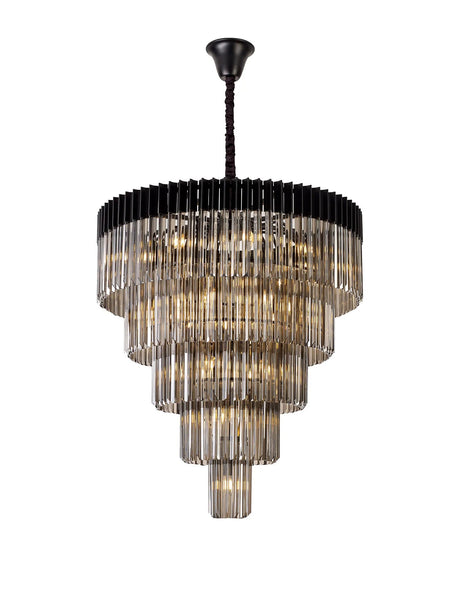 Longhorn 96cm 5-Tier Pendant 23 Light Matt Black/Smoked