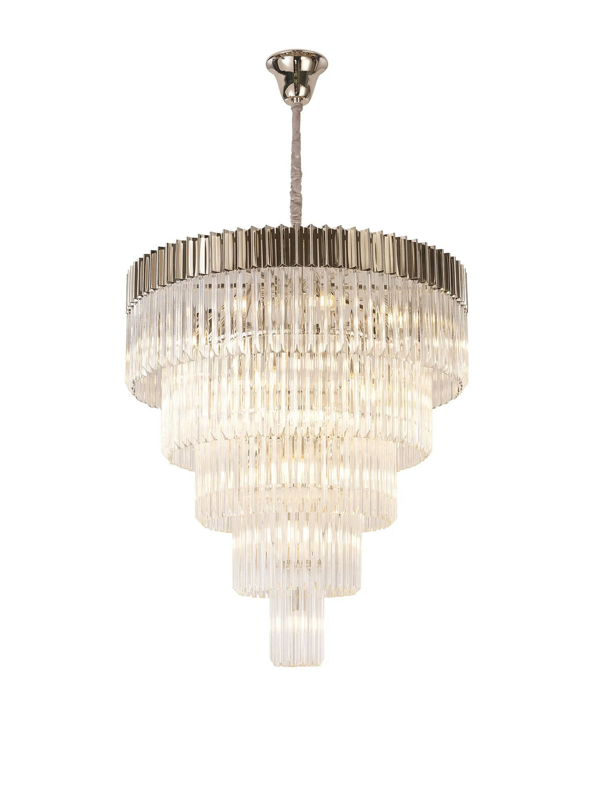 Longhorn 96cm 5-Tier Pendant 23 Light Polished Nickel/Clear