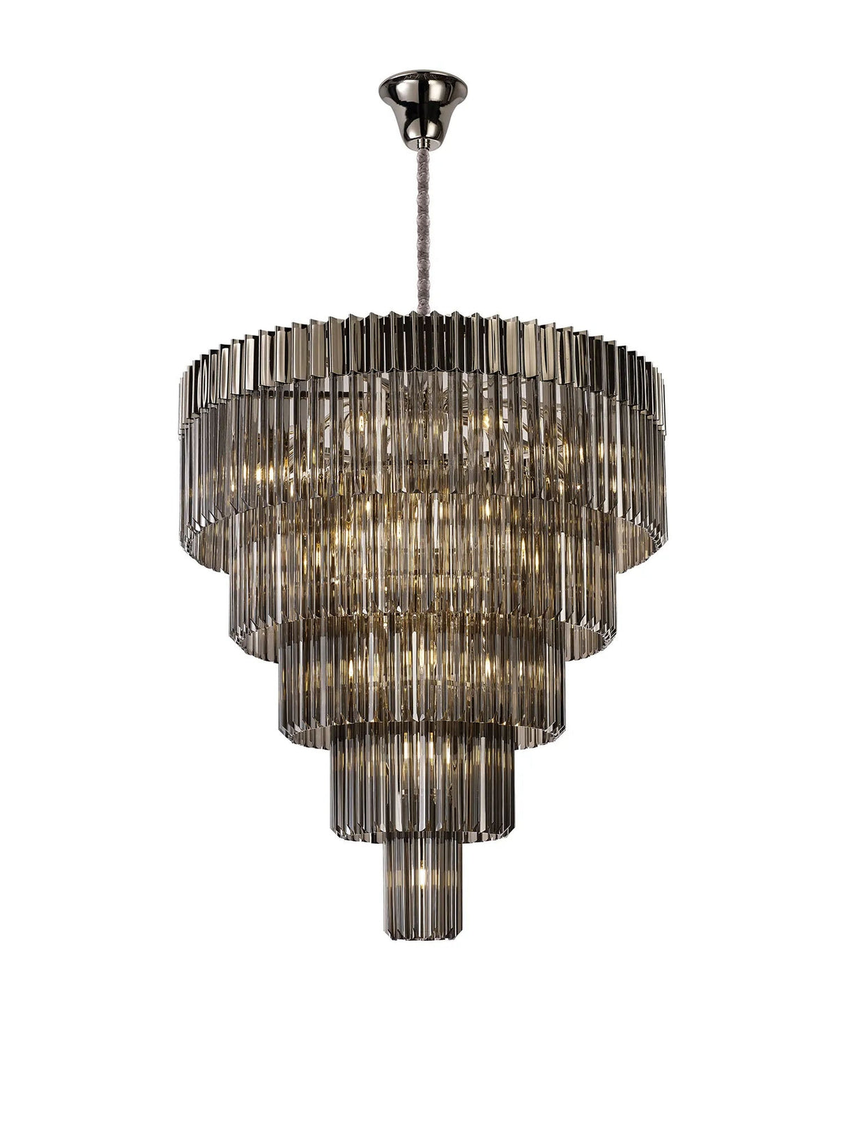 Longhorn 96cm 5-Tier Pendant 23 Light Polished Nickel/Smoked