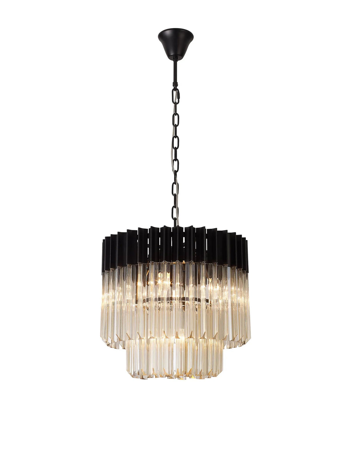 Longhorn 45cm Pendant Round 5 Light Matt Black/Cognac