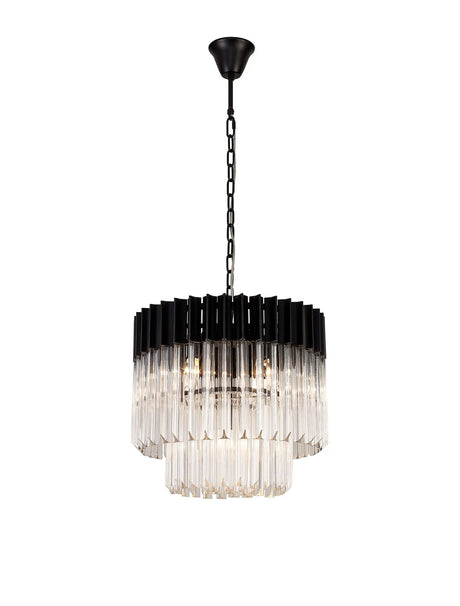 Longhorn 45cm Pendant Round 5 Light Matt Black/Clear