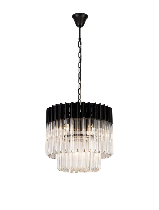 Longhorn 45cm Pendant Round 5 Light Matt Black/Clear