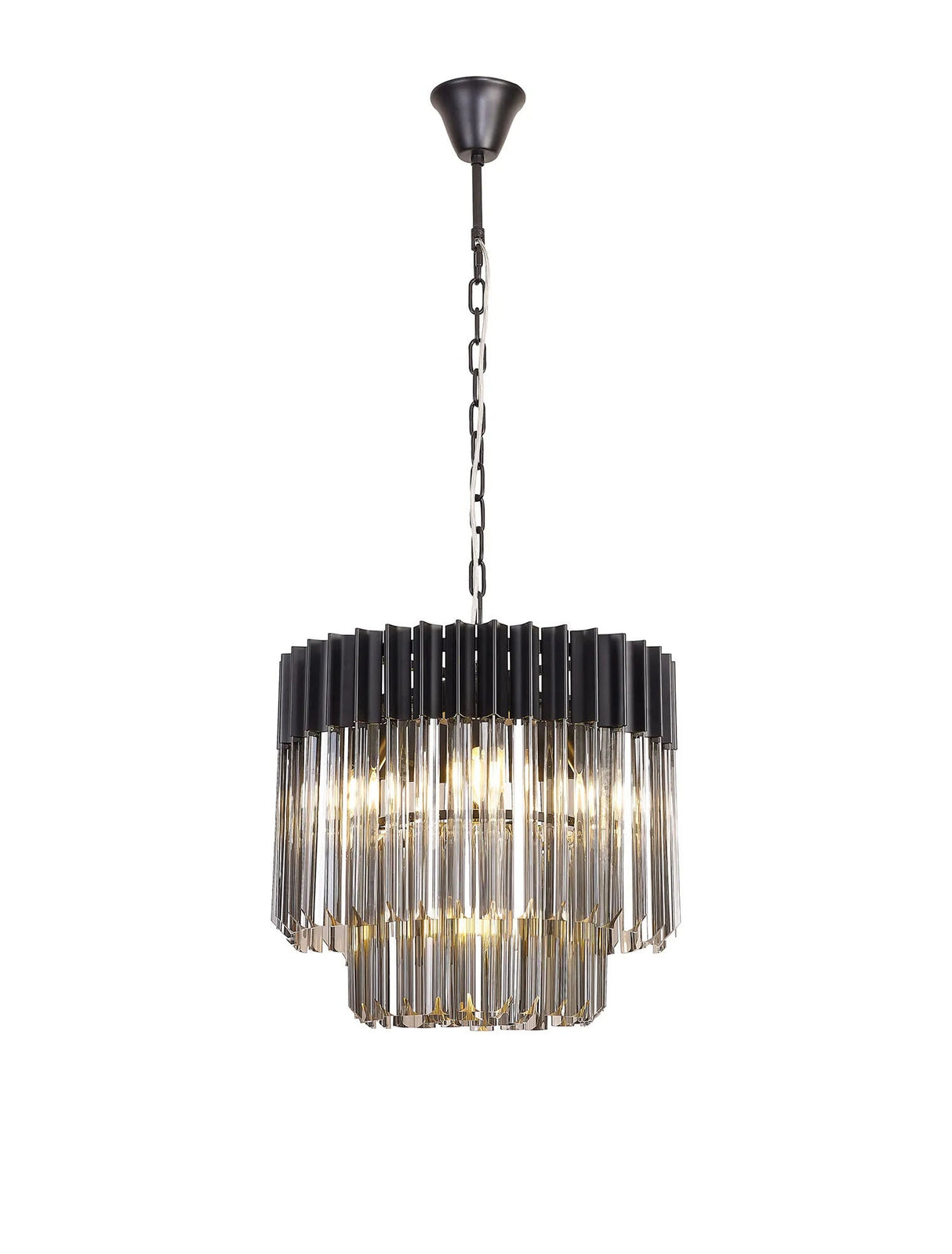 Longhorn 45cm Pendant Round 5 Light Matt Black/Smoked