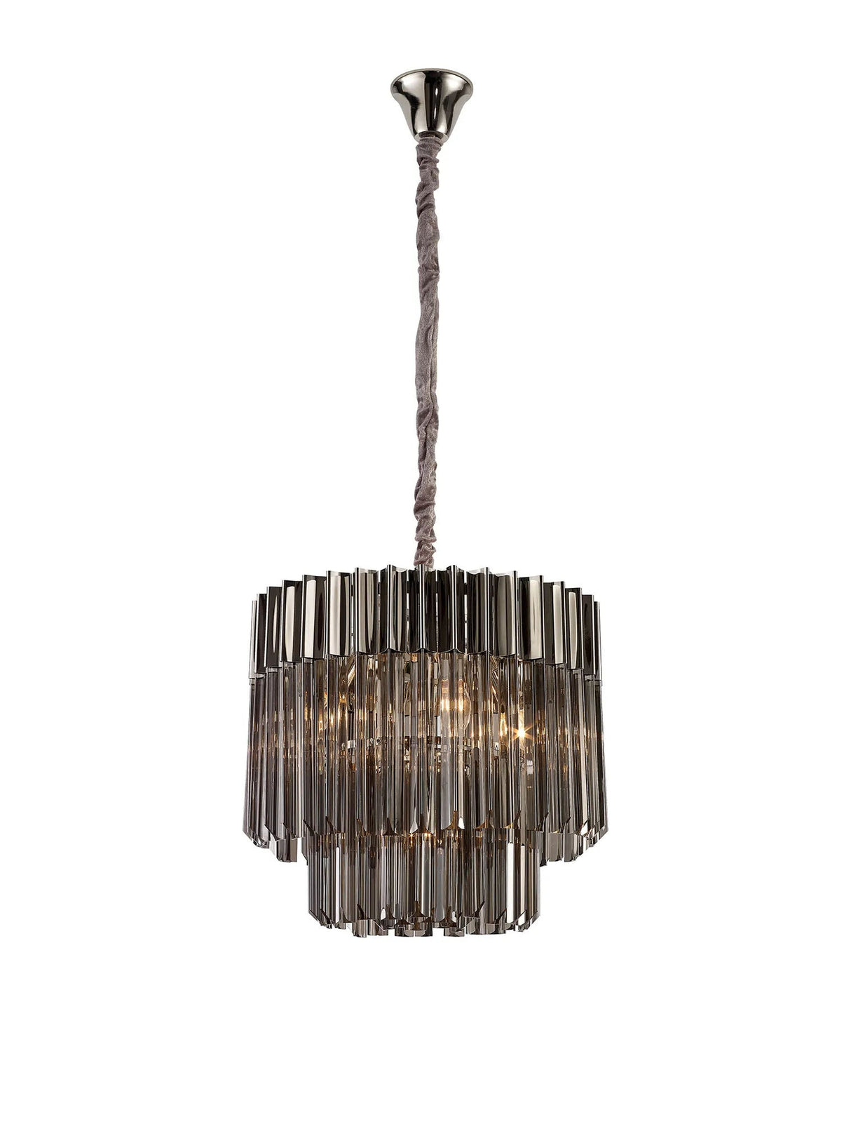 Longhorn 45cm Pendant Round 5 Light Polished Nickel/Smoked