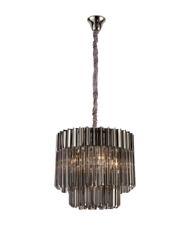 Longhorn 45cm Pendant Round 5 Light Polished Nickel/Smoked