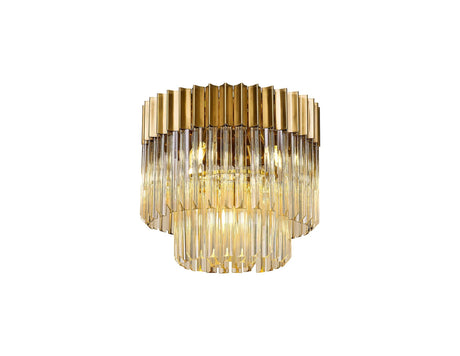 Longhorn 45cm Flush Ceiling Round 5 Light Brass/Cognac