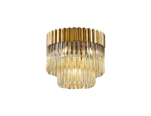 Longhorn 45cm Flush Ceiling Round 5 Light Brass/Cognac