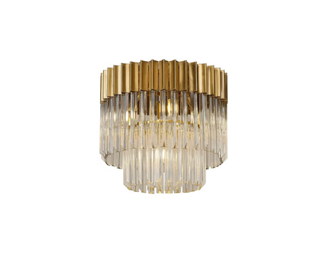 Longhorn 45cm Flush Ceiling Round 5 Light Brass/Clear