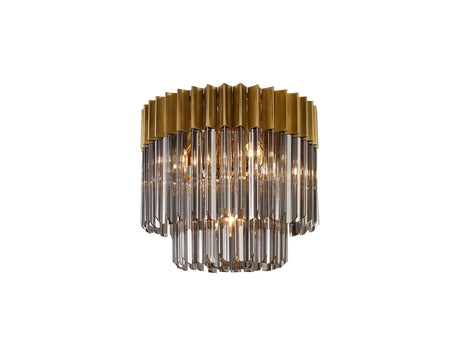 Longhorn 45cm Flush Ceiling Round 5 Light Brass/Smoked