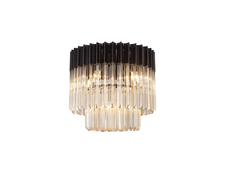 Longhorn 45cm Flush Ceiling Round 5 Light Matt Black/Cognac