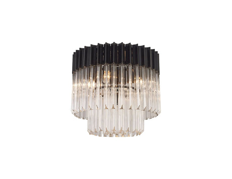 Longhorn 45cm Flush Ceiling Round 5 Light Matt Black/Clear