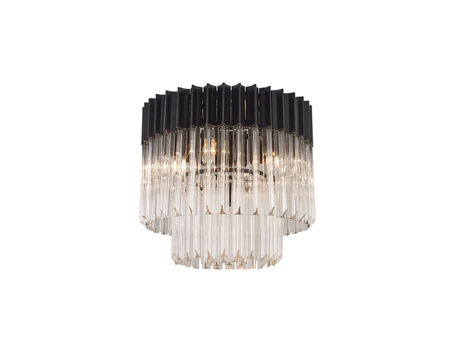 Longhorn 45cm Flush Ceiling Round 5 Light Matt Black/Clear