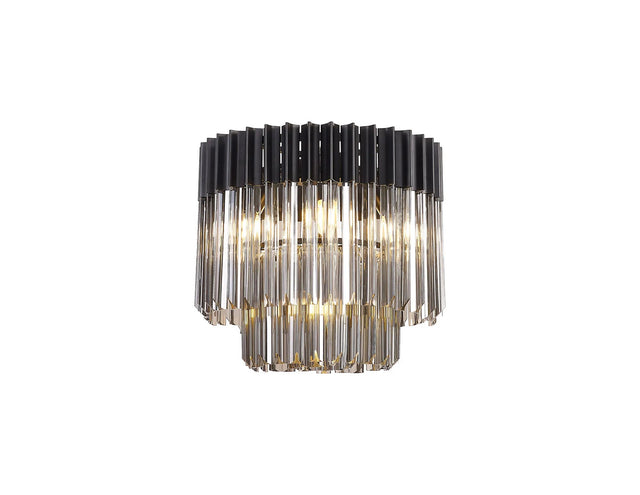 Longhorn 45cm Flush Ceiling Round 5 Light Matt Black/Smoked
