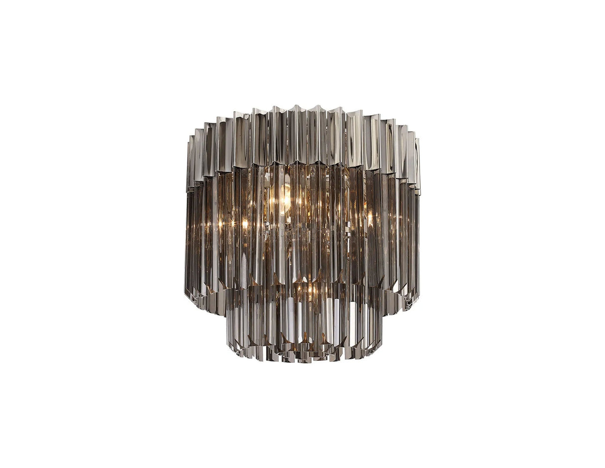 Longhorn 45cm Flush Ceiling Round 5 Light Polished Nickel/Smoked
