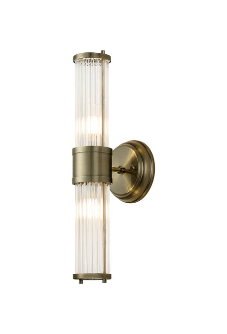 Loovens 2 Light Wall Up & Down E14 IP44 Antique Brass