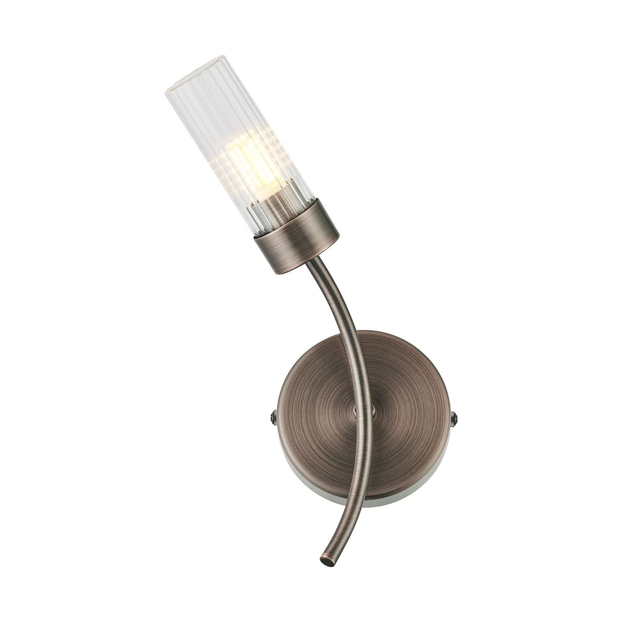 Lowry Left Wall Lamp, 1 x G9, IP44, Bronze/Clear Glass
