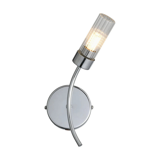 Lowry Right Wall Lamp, 1 x G9, IP44, Polished Chrome/Clear Glass