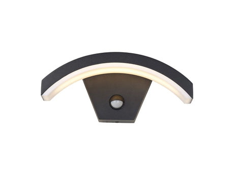 Mannone Arch PIR Wall Lamp 7W LED IP54 Matt Black/Opal
