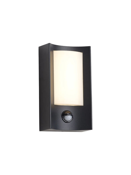 Mannone Rectangular Curve Wall Lamp 6W LED IP54 Matt Black/Opal