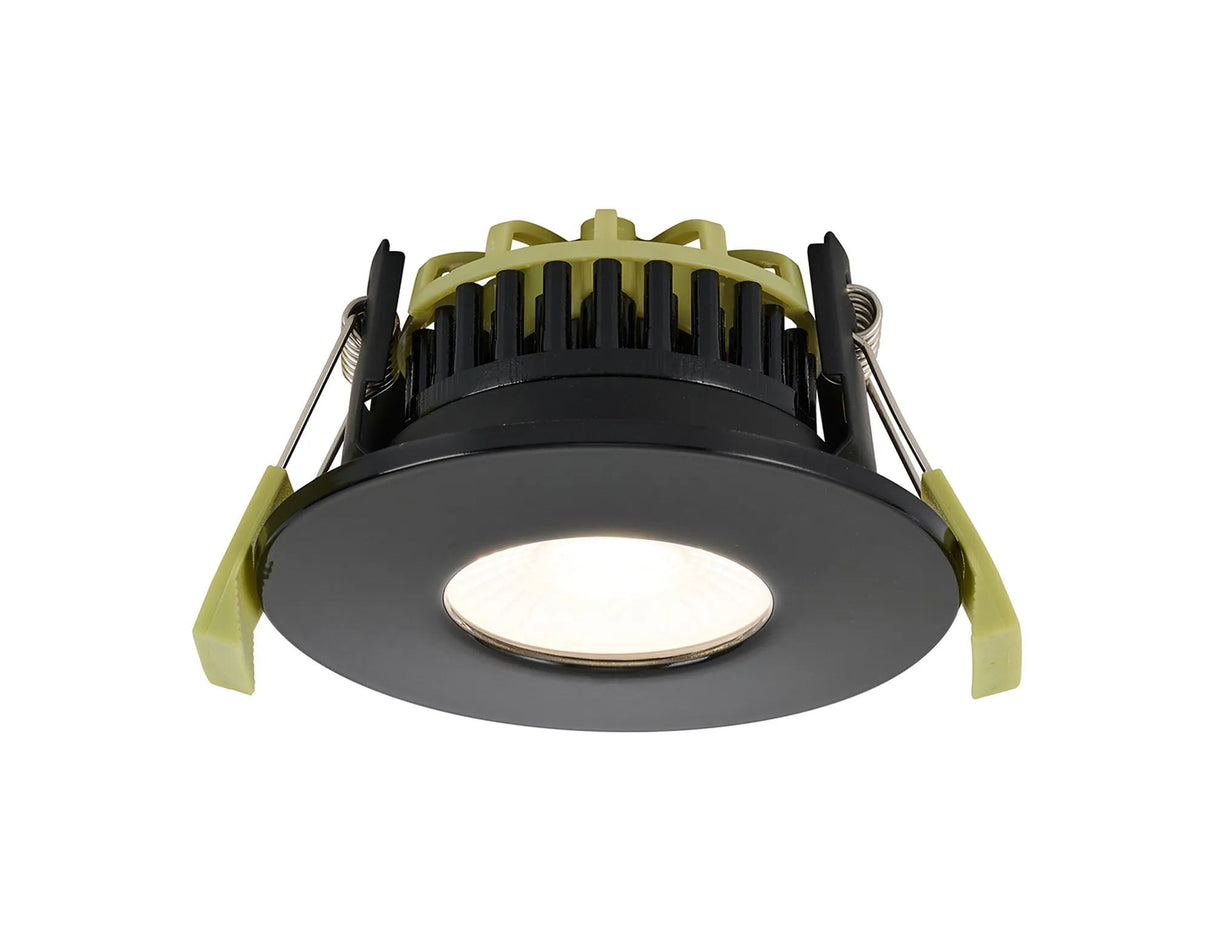Marangony 4/6/8W, Triac Dimmable 4CCT LED Fire Rated Downlight, Gloss Black Fascia, Cut Out: 70mm, 400/600/800lm, 60° Deg, IP65 DRIVER INC. 5yrs Wrnty
