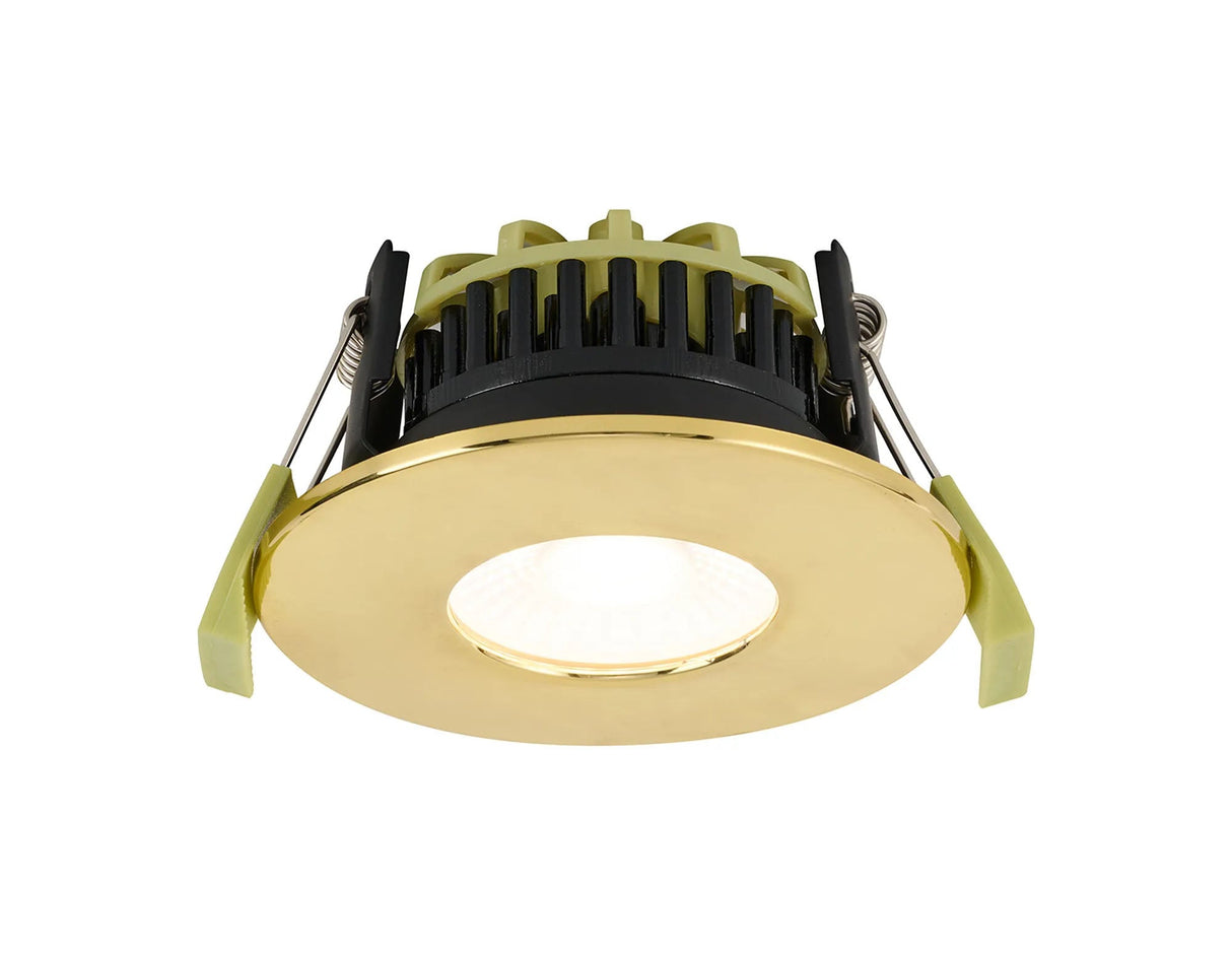 Marangony 4/6/8W, Triac Dimmable 4CCT LED Fire Rated Downlight, With Brass Fascia, Cut Out: 70mm, 400/600/800lm, 60° Deg, IP65 DRIVER INC., 5yrs Wrnty