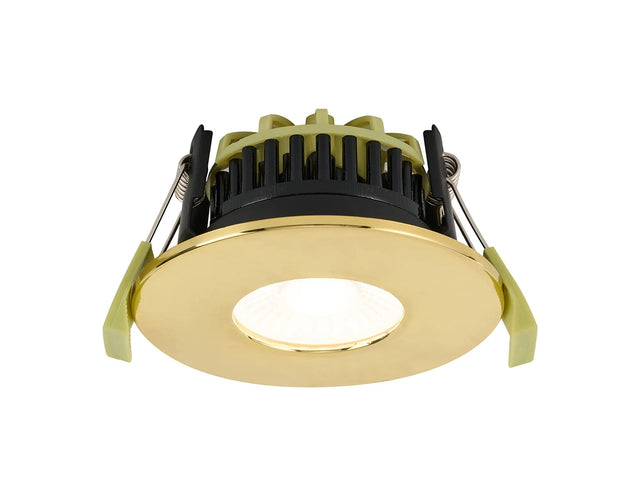 Marangony 4/6/8W, Triac Dimmable 4CCT LED Fire Rated Downlight, With Brass Fascia, Cut Out: 70mm, 400/600/800lm, 60° Deg, IP65 DRIVER INC., 5yrs Wrnty