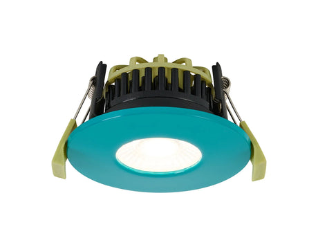 Marangony 4/6/8W, Triac Dimmable 4CCT LED Fire Rated Downlight, Bright Teal Fascia, Cut Out: 70mm, 400/600/800lm, 60° Deg, IP65 DRIVER INC. 5yrs Wrnty