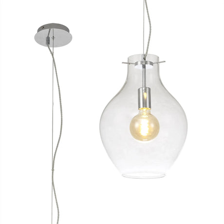 Martin Pendant 28cm Round, 1 x E27, Chrome & Clear