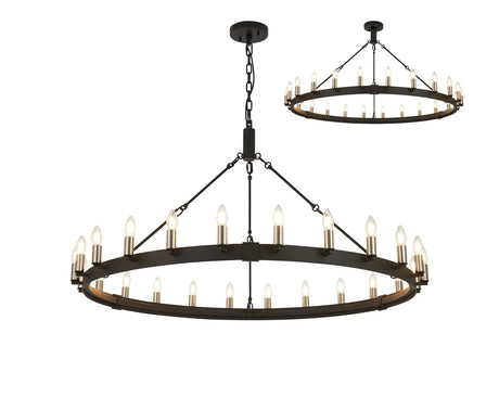Matete 1.3m Semi Flush/Pendant, 24 Light E14, Satin Black/Satin Nickel (ITEM REQUIRES CONSTRUCTION)