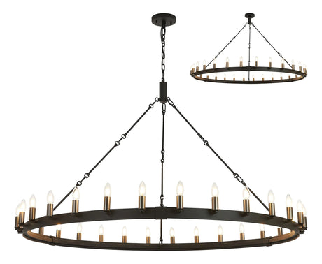 Matete 1.6m Semi Flush/Pendant, 30 Light E14, Satin Black/Gun Metal (ITEM REQUIRES CONSTRUCTION)
