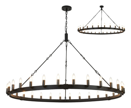 Matete 1.6m Semi Flush/Pendant, 30 Light E14, Satin Black/Pewter (ITEM REQUIRES CONSTRUCTION)