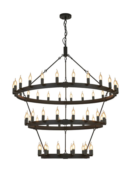 Matete 3 Tier 1.3m+97cm+66cm Pendant, 24+18+12 Light E14, Satin Black