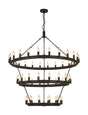 Matete 3 Tier 1.3m+97cm+66cm Pendant, 24+18+12 Light E14, Satin Black