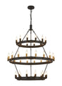 Matete 3 Tier 66cm+97cm Pendant, 12+18+12 Light E14, Satin Black/Brass