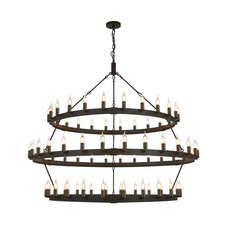 Matete 3 Tier 1.3m+1.6m+1.3m Pendant, 24+30+24 Light E14, Satin Black/Matt Bronze