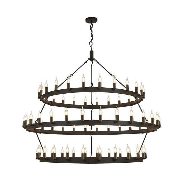 Matete 3 Tier 1.3m+1.6m+1.3m Pendant, 24+30+24 Light E14, Satin Black/Matt Bronze