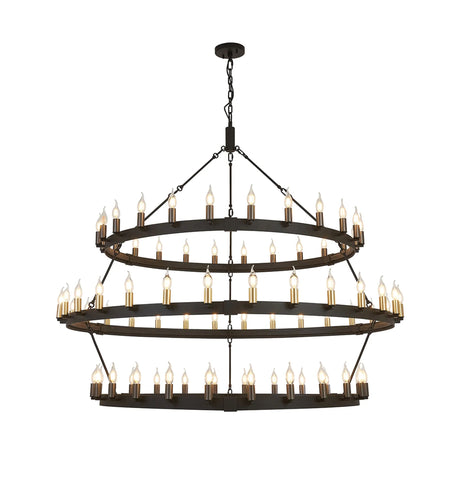 Matete 3 Tier 1.3m+1.6m+1.3m Pendant, 24+30+24 Light E14, Satin Black/Satin Gold/Gun Metal