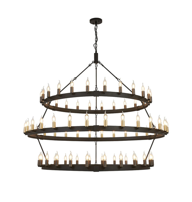Matete 3 Tier 1.3m+1.6m+1.3m Pendant, 24+30+24 Light E14, Satin Black/Satin Gold/Gun Metal