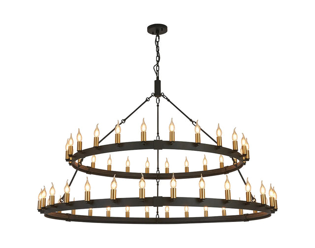 Matete 2 Tier 1.3m+1.6m Pendant, 24+30 Light E14, Satin Black/Brass