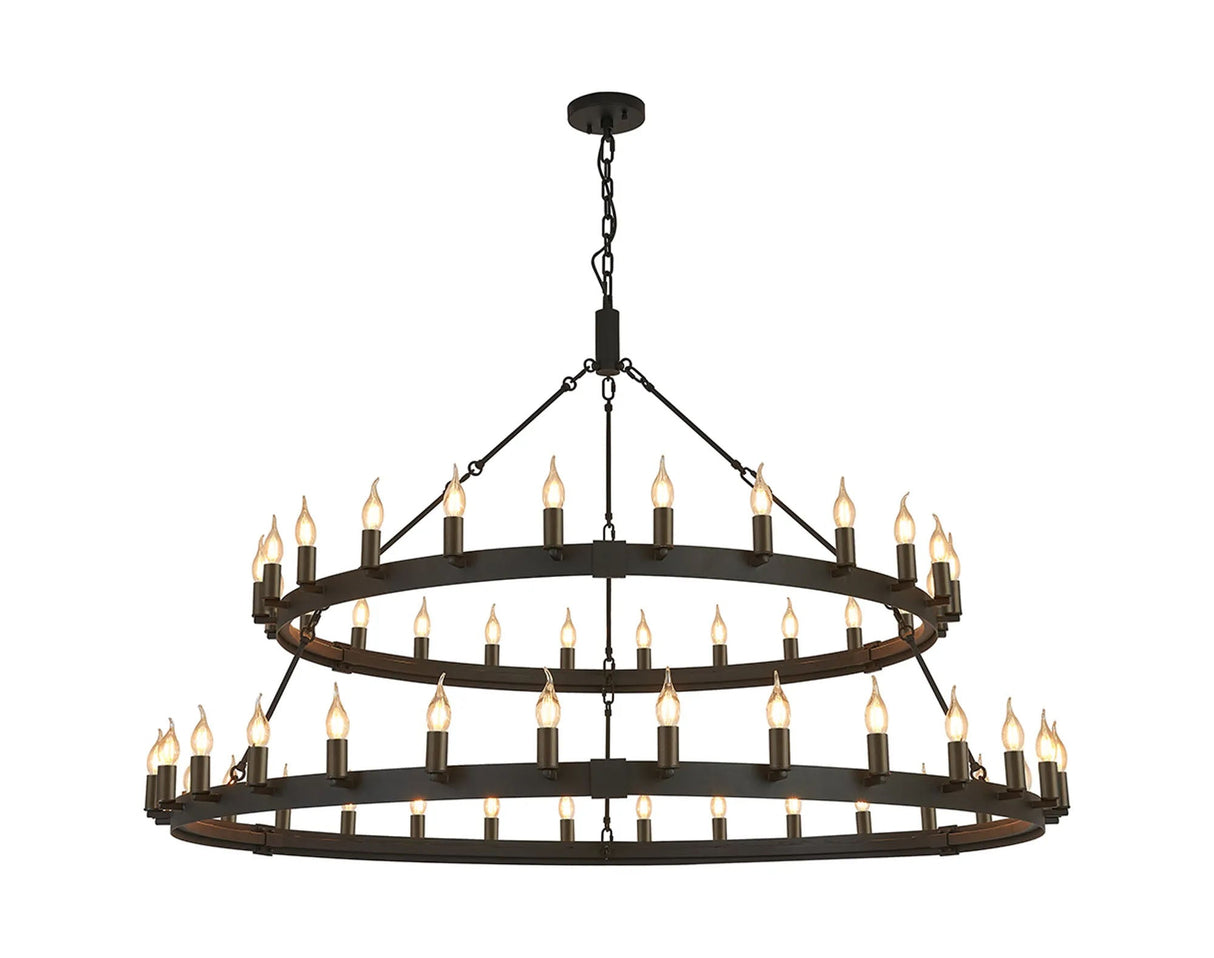 Matete 2 Tier 1.3m+1.6m Pendant, 24+30 Light E14, Satin Black/Matt Bronze