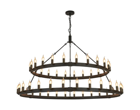 Matete 2 Tier 1.3m+1.6m Pendant, 24+30 Light E14, Satin Black/Matt Bronze