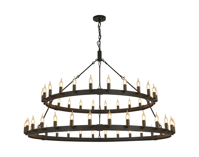 Matete 2 Tier 1.3m+1.6m Pendant, 24+30 Light E14, Satin Black/Matt Bronze