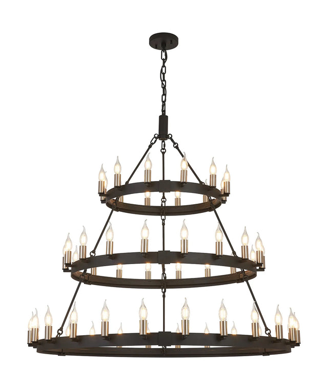 Matete 3 Tier 66cm+97cm+1.3m Pendant, 12+18+24 Light E14, Satin Black/Satin Nickel